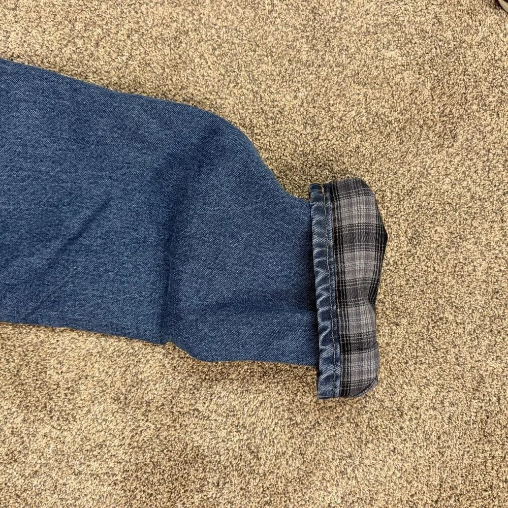 Carhartt Flannel Lined Jeans Mens 34x32 Blue Relaxed Fit Work Denim B172 DST EUC